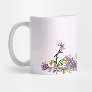 kawaii cow stands in pretty flowers Mug